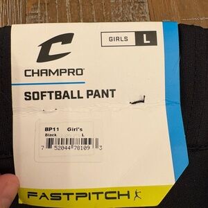 Girlies black softball pants. NWT